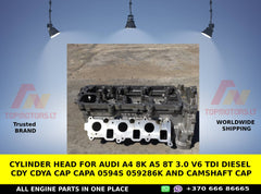 Cylinder head for Audi A4 8K A5 8T 3.0 V6 TDI Diesel CDY CDYA CAP CAPA 0594s 059286K AND CAMSHAFT CAP