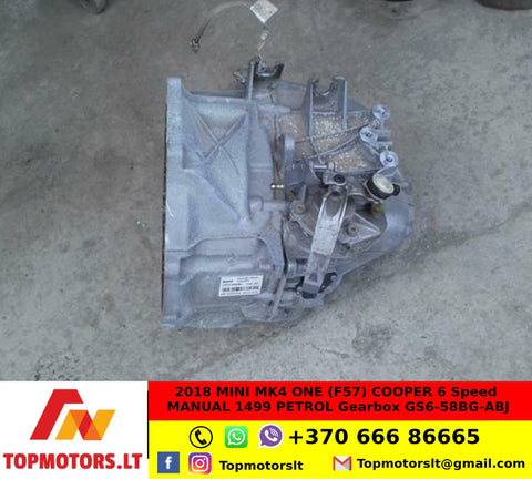 2018 MINI MK4 ONE (F57) COOPER 6 Speed MANUAL 1499 PETROL Gearbox GS6-58BG-ABJ