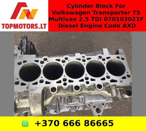 Cylinder Block For Volkswagen Transporter T5 Multivan 2.5 TDI 070103021F Diesel Engine Code AXD