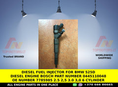 Diesel Fuel Injector for bmw 525d diesel engine bosch part number 0445110048 oe number 7785985 2.5 2,5 3.0 3,0 6 cylinder