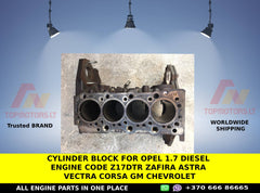 Cylinder block for opel 1.7 diesel engine code z17dtr zafira astra vectra corsa gm chevrolet