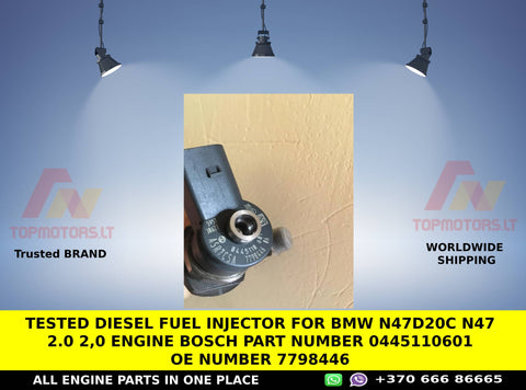 Tested Diesel fuel injector for bmw n47d20c n47 2.0 2,0 engine bosch part number 0445110601 oe number 7798446