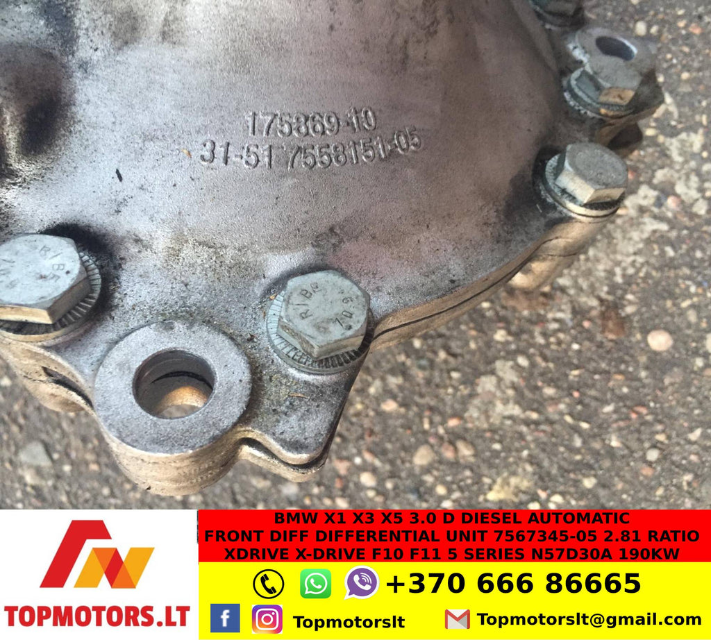dec5 BMW X1 X3 X5 3.0 D diesel AUTOMATIC FRONT DIFF DIFFERENTIAL UNIT