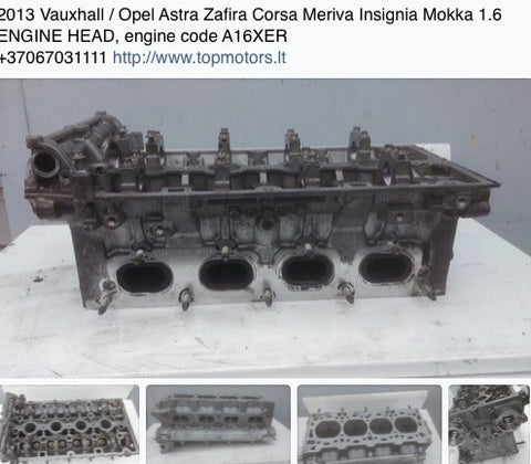 2013 Vauxhall / Opel Astra Zafira Corsa Meriva Insignia Mokka 1.6 PETROL ENGINE HEAD, engine code A16XER