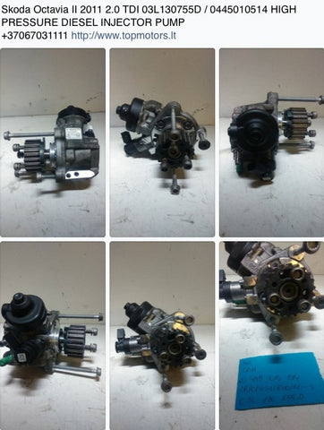 Skoda Octavia II 2011 2.0 TDI 03L130755D / 0445010514 HIGH PRESSURE DIESEL INJECTOR PUMP